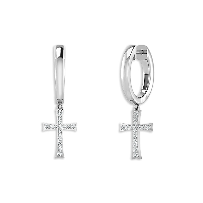 Diamond Hoops Earrings 0.20 ct tw 10k White Gold