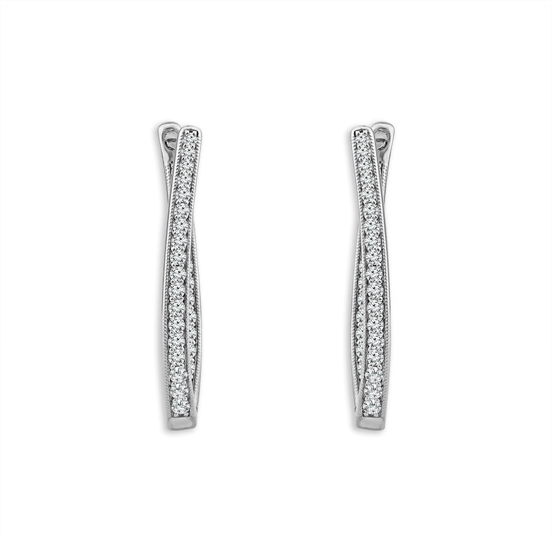 Diamond Hoops Earrings 0.50 ct tw 10k White Gold