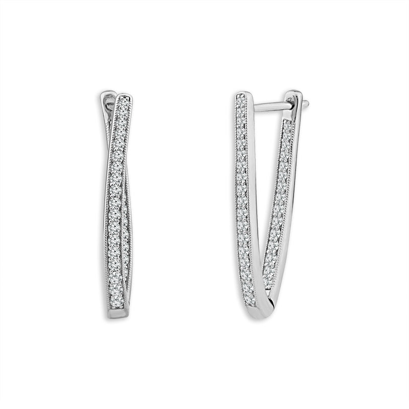 Diamond Hoops Earrings 0.50 ct tw 10k White Gold