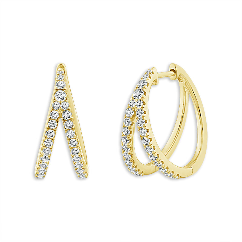 Diamond Hoops Earrings 0.50 ct tw 10k Yellow Gold