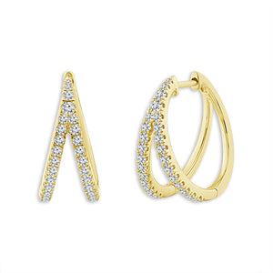 Diamond Hoops Earrings 0.50 ct tw 10k Yellow Gold