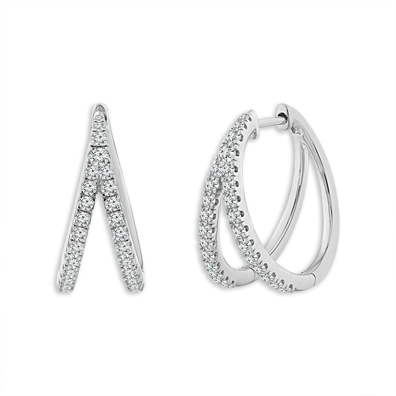 Diamond Hoops Earrings 0.50 ct tw 10k Yellow Gold