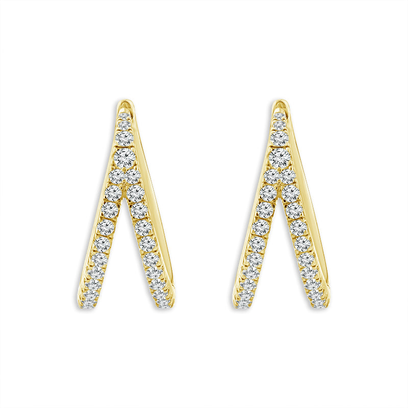 Diamond Hoops Earrings 0.75 ct tw 10k Yellow Gold