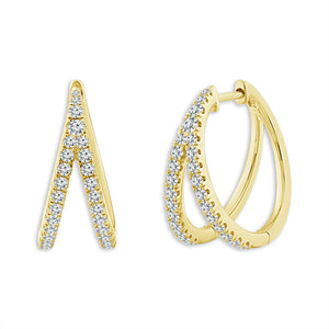 Diamond Hoops Earrings 0.75 ct tw 10k Yellow Gold