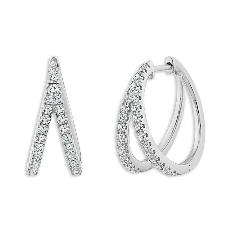 Diamond Hoops Earrings 0.75 ct tw 10k Yellow Gold