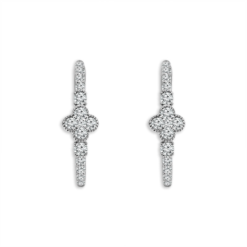 Diamond Hoops Earrings 1.5 ct tw 14k White Gold