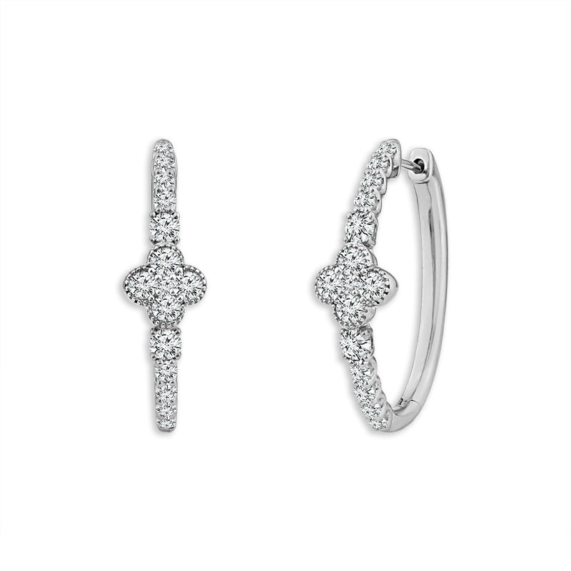 Diamond Hoops Earrings 1.5 ct tw 14k White Gold