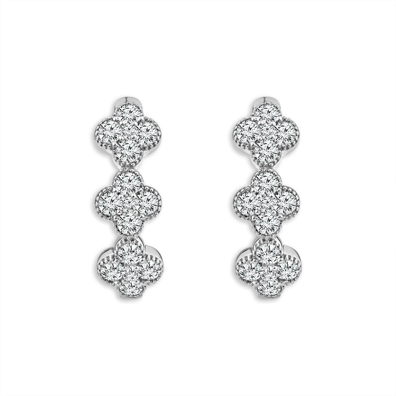 Diamond Hoops Earrings 1 ct tw 14k White Gold