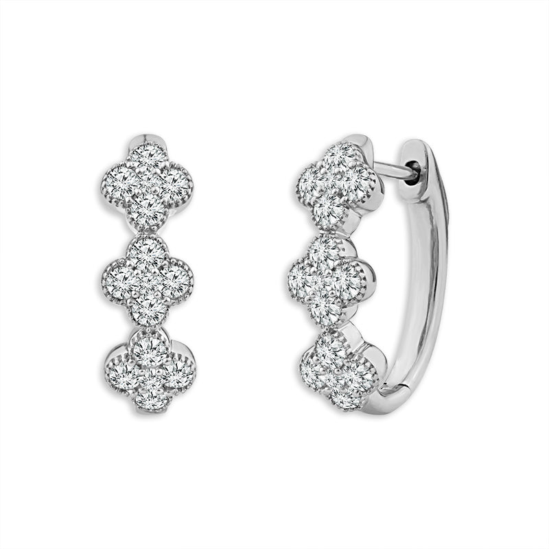 Diamond Hoops Earrings 1 ct tw 14k White Gold