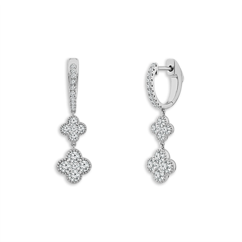 Diamond Hoops Earrings 1.25 ct tw 14k White Gold