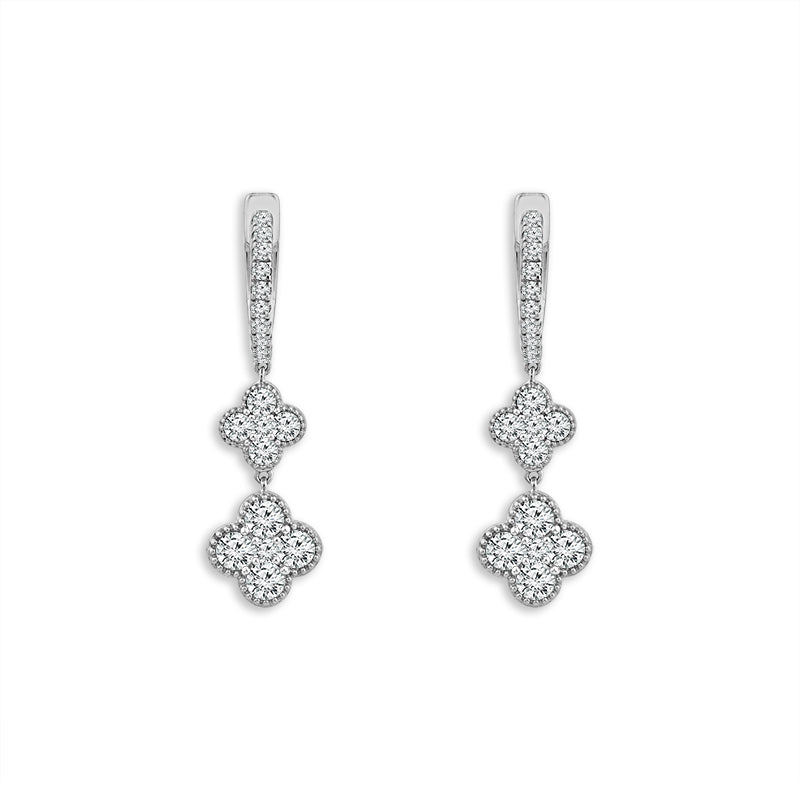 Diamond Hoops Earrings 1.25 ct tw 14k White Gold
