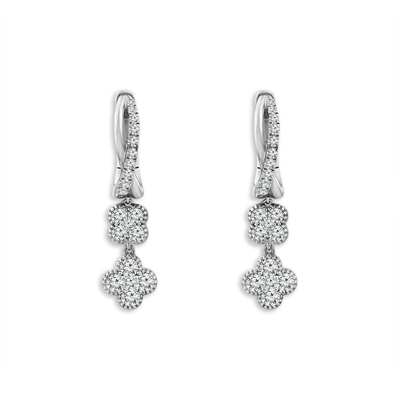 Diamond Hoops Earrings 0.75 ct tw 14k White Gold