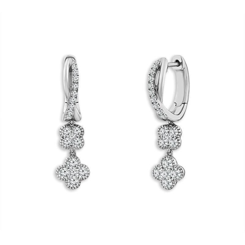 Diamond Hoops Earrings 0.75 ct tw 14k White Gold