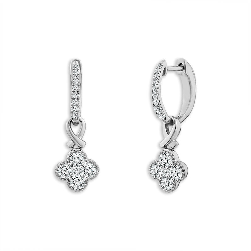 Diamond Hoops Earrings 1 ct tw 14k White Gold