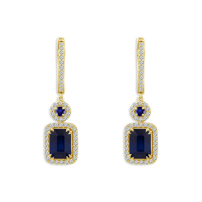 Diamond And Sapphire Hoops Earrings 0.40 ct tw 14k White Gold