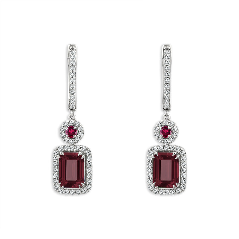 Diamond And Ruby Hoops Earrings 0.40 ct tw 14k Yellow Gold