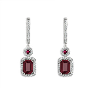 Diamond And Ruby Hoops Earrings 0.40 ct tw 14k Yellow Gold