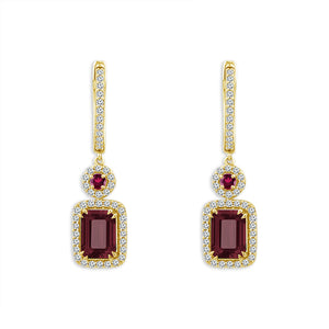 Diamond And Ruby Hoops Earrings 0.40 ct tw 14k Yellow Gold