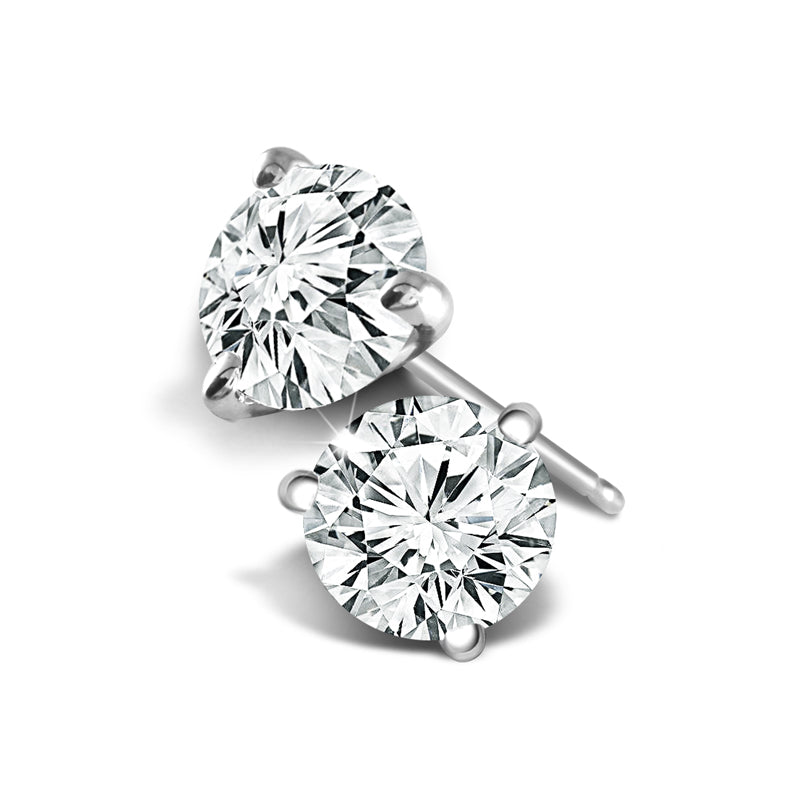 Diamond Solitaire Earrings 0.9 ct tw 14k White Gold