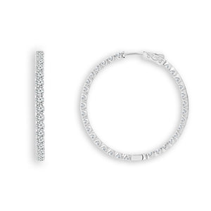 Diamond Hoops Earrings 5 ct tw 14k White Gold