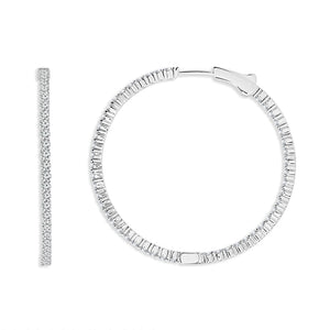 Diamond Hoops Earrings 2.00 ct tw 14k White Gold