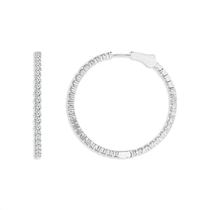 Diamond Hoops Earrings 3.00 ct tw 14k White Gold