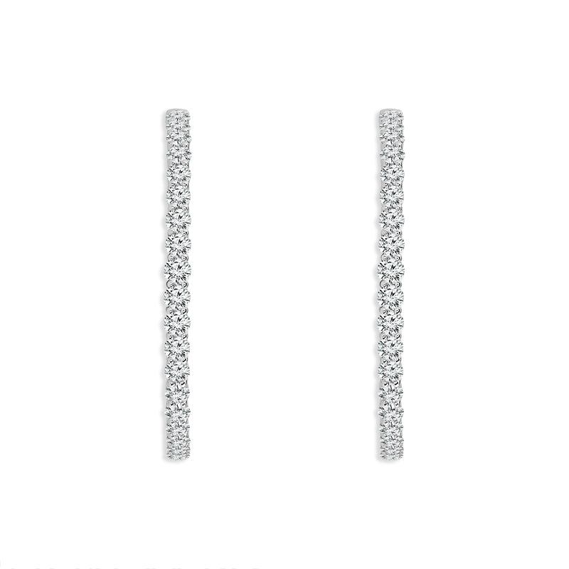 Diamond Hoops Earrings 4.00 ct tw 14k White Gold