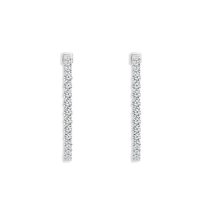 Diamond Hoops Earrings 1.00 ct tw 14k White Gold