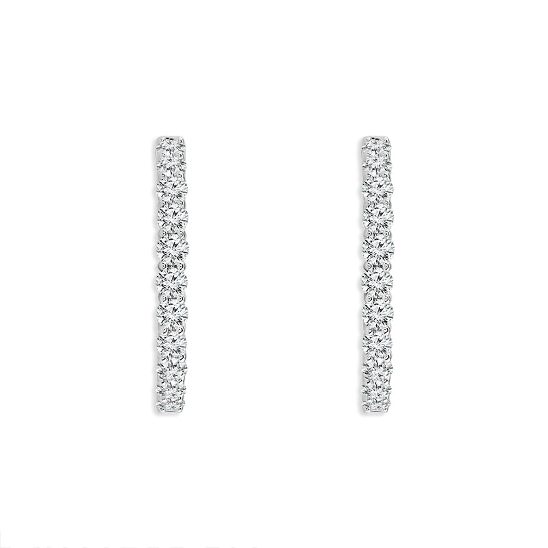 Diamond Hoops Earrings 2.00 ct tw 14k White Gold