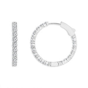 Diamond Hoops Earrings 2.00 ct tw 14k White Gold