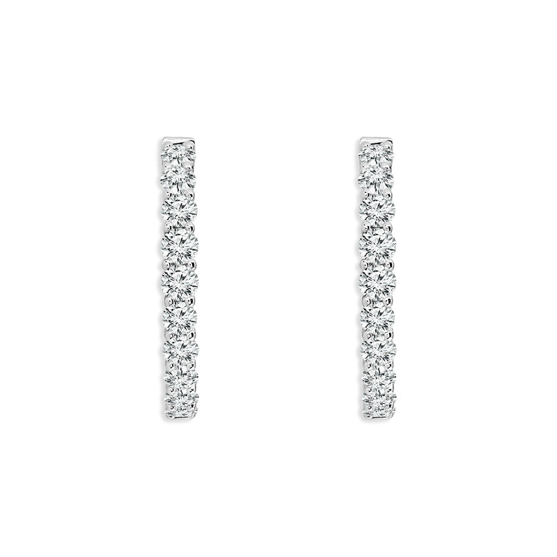 Diamond Hoops Earrings 3.00 ct tw 14k White Gold