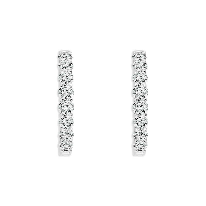 Diamond Hoops Earrings 4.00 ct tw 14k White Gold