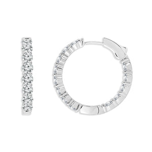 Diamond Hoops Earrings 4.00 ct tw 14k White Gold