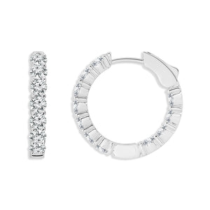 Diamond Hoops Earrings 3.00 ct tw 14k White Gold