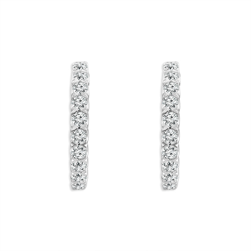 Diamond Hoops Earrings 1.50 ct tw RD 14k White Gold