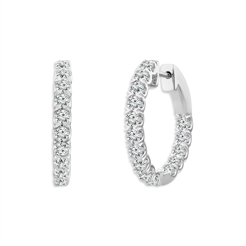 Diamond Hoops Earrings 1.50 ct tw RD 14k White Gold