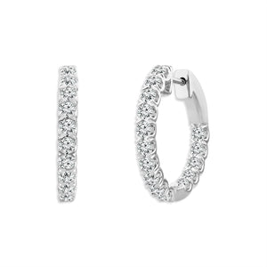Diamond Hoops Earrings 1.50 ct tw RD 14k White Gold