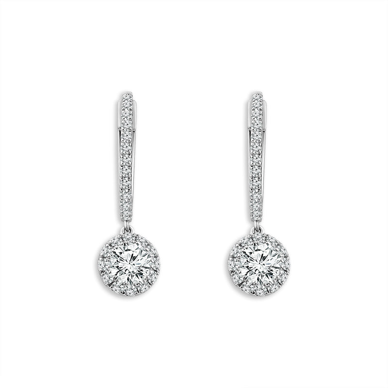 Diamond Hoops Earrings 1.50 ct tw 14k White Gold