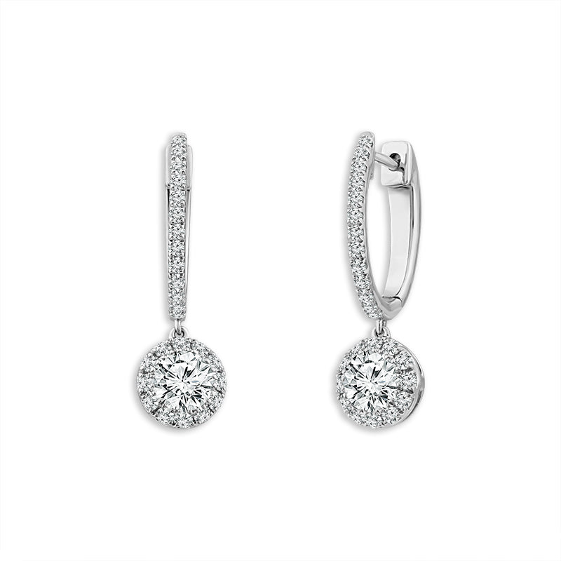Diamond Hoops Earrings 1.50 ct tw 14k White Gold