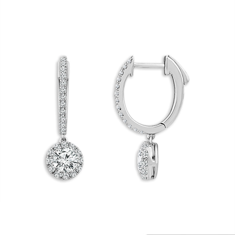 Diamond Hoops Earrings 1.50 ct tw 14k White Gold