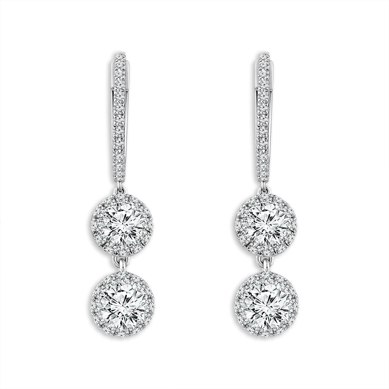 Diamond Hoops Earrings 3.00 ct tw 14k White Gold