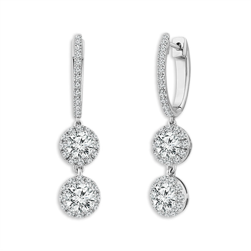 Diamond Hoops Earrings 3.00 ct tw 14k White Gold
