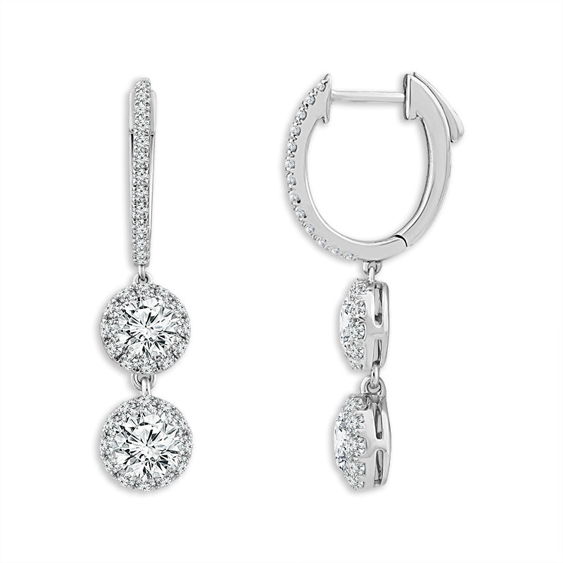 Diamond Hoops Earrings 3.00 ct tw 14k White Gold