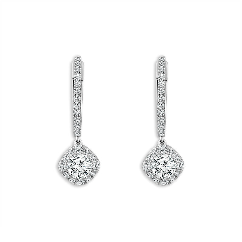Diamond Hoops Earrings 1.50 ct tw 14k White Gold
