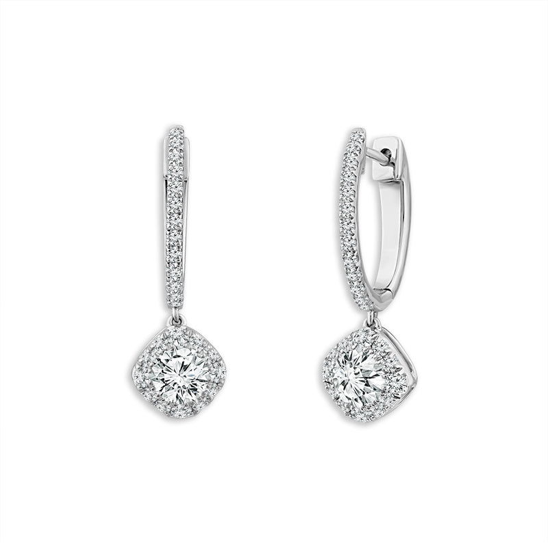 Diamond Hoops Earrings 1.50 ct tw 14k White Gold