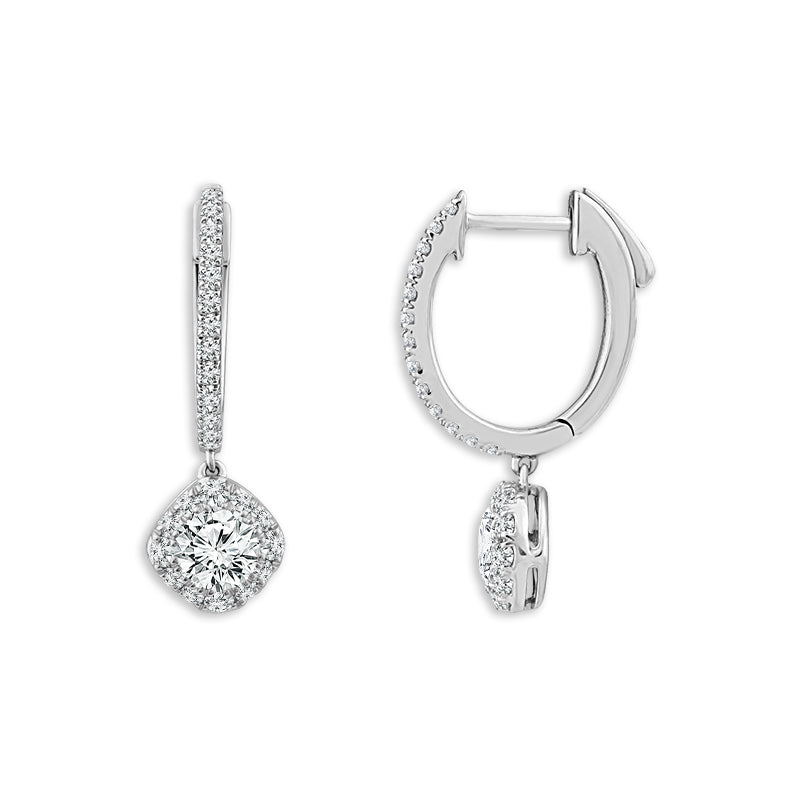 Diamond Hoops Earrings 1.50 ct tw 14k White Gold