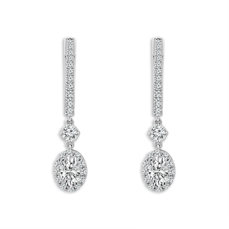 Diamond Hoops Earrings 1.50 ct tw 14k White Gold