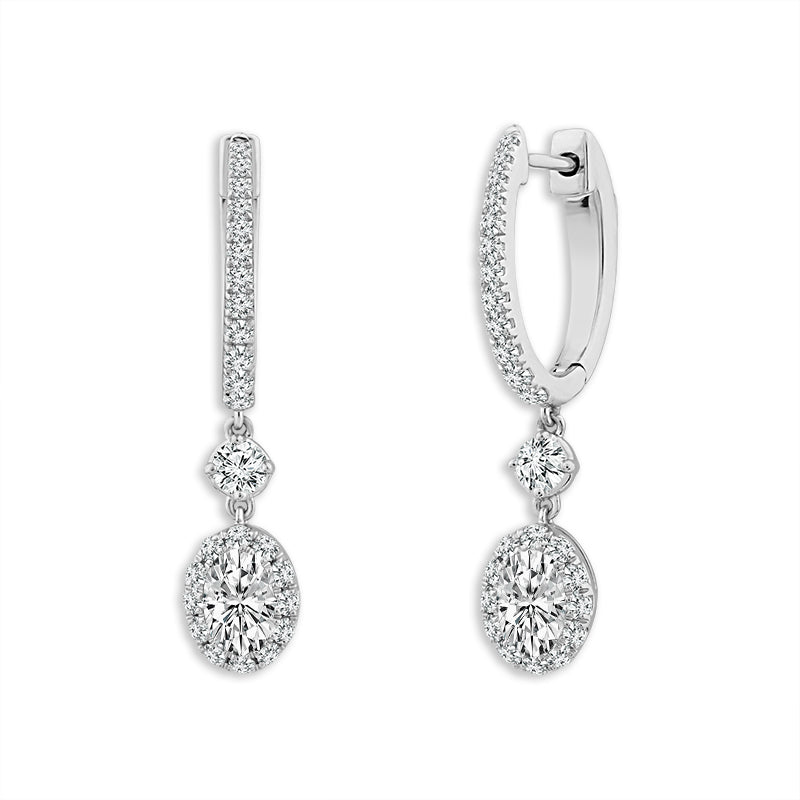 Diamond Hoops Earrings 1.50 ct tw 14k White Gold