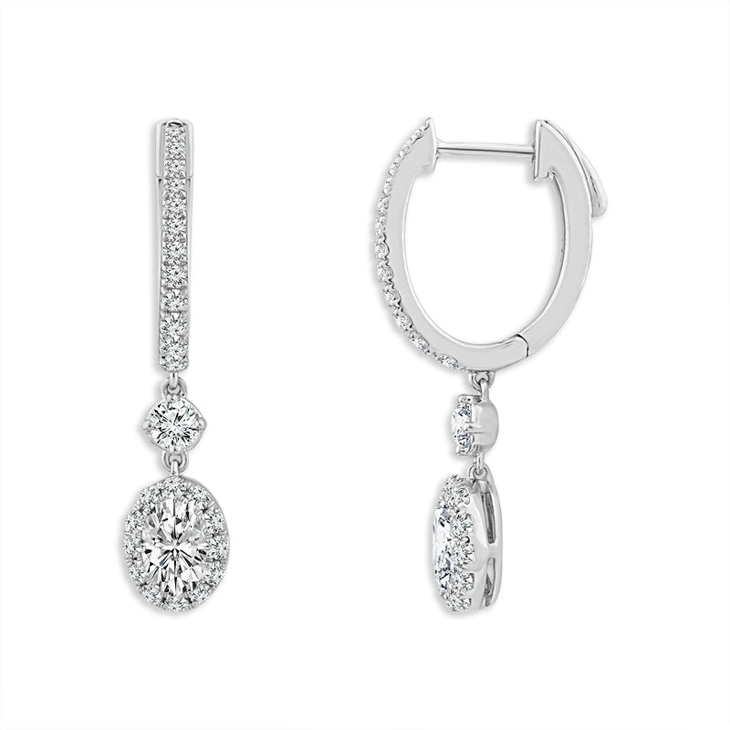 Diamond Hoops Earrings 1.50 ct tw 14k White Gold