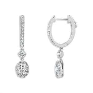 Diamond Hoops Earrings 1.50 ct tw 14k White Gold